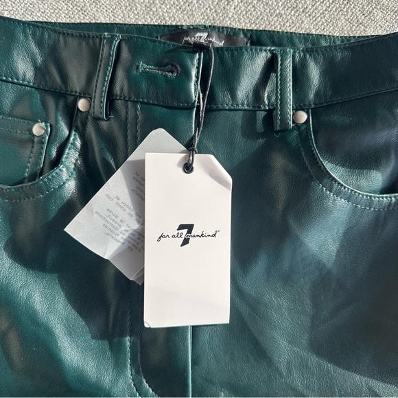 NWT 7 For All Mankind Forest Green Vegan Leather Pants - Picture 2 of 4